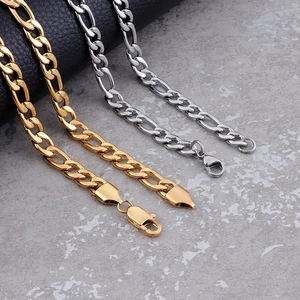 Colliers classiques à maille Figaro en acier inoxydable or et argent avec fermoir mousqueton
