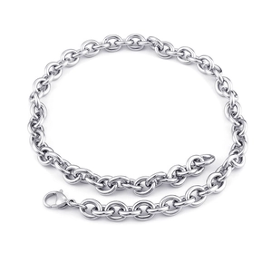 Polished silver stainless steel O-chain necklace with a classic lobster clasp closure