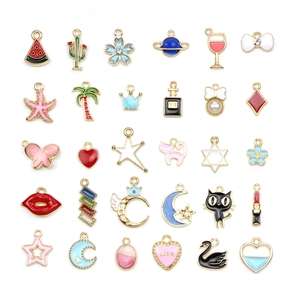 Mixed Alloy Enamel Charms Colorful Oil Drip Pendants Various Shapes DIY Jewelry Making Findings Accessories Handcrafted