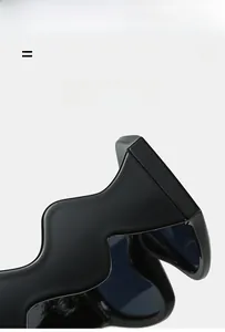 Detailed view of lightweight black irregular wave sunglasses with super elastic texture