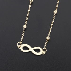 Minimalist Gold Alloy Metal Glasses Chain With Infinity Symbol Pendant Beaded Anti-Slip Eyewear Strap For Women Fashion Jewelry