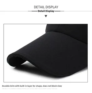 Detail view of cotton twill baseball cap brim with sturdy reinforced stitching