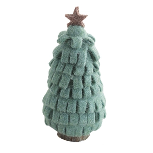 Albero di Natale in feltro decorazione da tavola con stella, decoro natalizio verde.