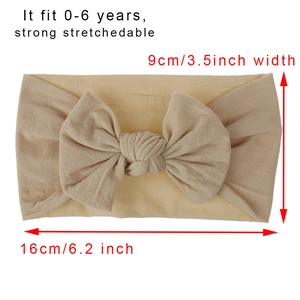 Fascia per capelli neonato in nylon morbido con fiocco e dimensioni per bambini