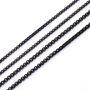 Men Stainless Steel Box Chain Necklace Minimalist Black Electroplated Clavicle Chain Jewelry Accessory