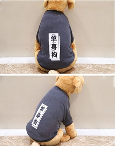 Detail of dark grey pet T-shirt with white Single Dog print for large and small dogs