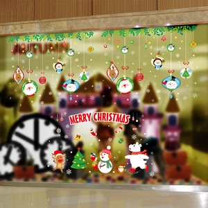 Stickers de fenêtre Joyeux Noël avec Père Noël, rennes et bonshommes de neige festifs