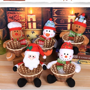 Mini Christmas candy baskets set with Santa, Snowman and Deer festive character designs