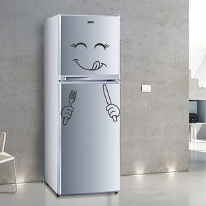 Creative black cartoon smiling face stickers for kitchen fridge and cabinet decoration