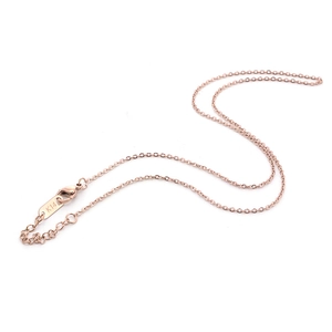 Polished 14K rose gold flat cross chain necklace with secure lobster clasp and K14 tag