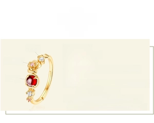 Detailed size specifications for 925 silver flower ring with garnet and zircon stones