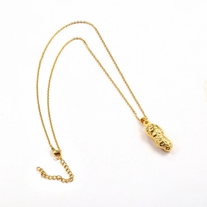 Polished 18K gold plated stainless steel peanut pendant necklace for men and women