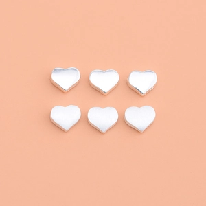 Polished S925 sterling silver heart-shaped spacer beads for DIY jewelry making