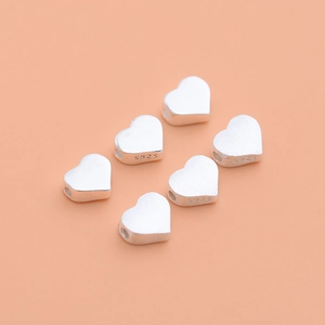 Heart Beads 925 Sterling Silver Brushed Polished Loose Spacer Beads For DIY Jewelry Making Bracelets Necklaces Love Shape