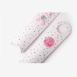 Chic polka dot paper gift box with pink ribbon for long biscuits and pastries