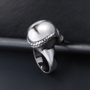 Vintage silver skull ring in punk rock style made of durable stainless steel for men