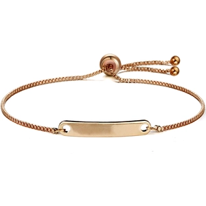 Makro-Detail der verstellbaren Roségold-Boxkette und ID-Platte für Gravuren