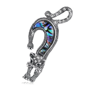 Detailed leopard brooch with colorful abalone shell inlay and sparkling crystal accents