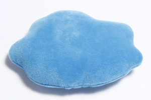 Detailed view of the soft bright blue plush texture on this squeaky pet toy