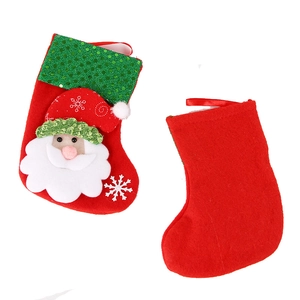 Sparkly sequin Christmas stockings set featuring Santa Claus embroidery and tree hanging loops