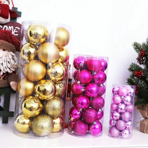 Coffret de boules de Noël dorées et roses avec finitions brillantes et mates pour sapin