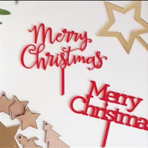 Decorazione Torta Merry Christmas Acrilico Specchio Festa Dessert Tavola Ornamento Festivo Rosso Oro Argento