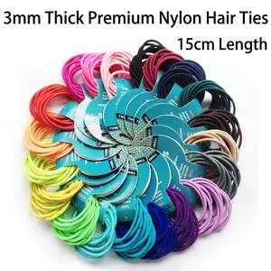 3mm thick high-elastic nylon hair ties in 20 assorted colors for kids and women