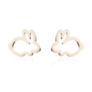 Elegant gold hollow rabbit stud earrings for women in minimalist stainless steel