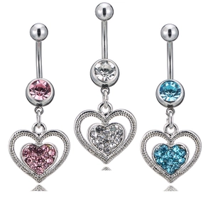 Herz Anhänger Bauchnabelpiercing 316 Edelstahl Legierung Strass Funkelnd Körper Piercing Schmuck Für Damen Mode