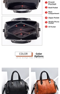 Detail showing the large capacity interior with six functional pockets of this tote bag