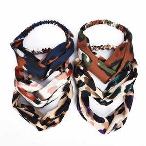 Leopard Print Elastisches Stirnband Stoff Kreuzknoten Haarband Für Frauen Yoga Sport Laufen Haarschmuck
