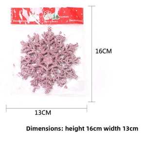 Pink glitter snowflake Christmas tree ornament 12cm plastic hanging decoration with packaging