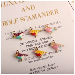 Enamel bird charms in vibrant colors for DIY jewelry making and bracelet pendants