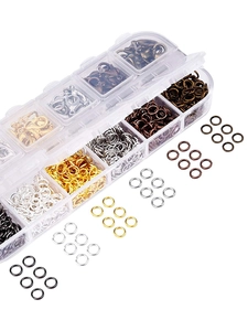 Overhead view of 960pcs lobster clasp and jump ring jewelry set in 12-grid storage box