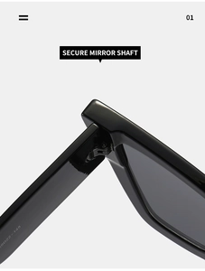 Macro detail of reinforced metal hinges on black cat-eye sunglasses for enhanced durability