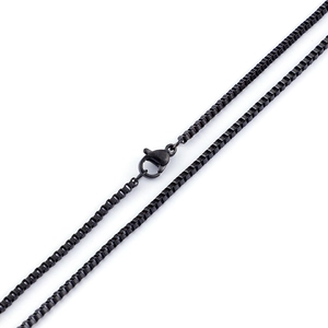 Minimalist black stainless steel square box chain necklace with lobster clasp for men