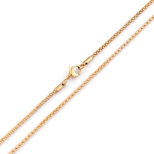 Polished gold popcorn chain necklace made of stainless steel with lobster claw clasp