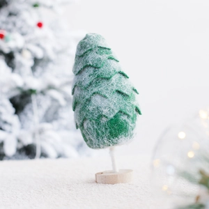 Grazioso albero di Natale in feltro decorazione da scrivania base legno festiva