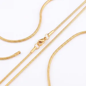 Snake Bone Chain Necklace Stainless Steel High Polished Round Link DIY Accessory For Men Women Jewelry Minimalist Lobster Clasp