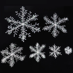 6-piece set of white Christmas snowflake ornaments with laser glitter for tree decoration