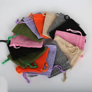 Linen Burlap Drawstring Bags Jewelry Packaging Gift Pouches Small Cloth Storage Sacks For Wedding Party Favors