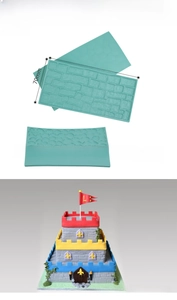 Detail of brick wall pattern fondant embossing mold set for cake decorating, 145x70mm size