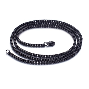 Collana a catena veneziana nera in acciaio inossidabile con chiusura a moschettone unisex