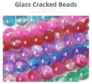 Macro shot of colorful crackle glass beads with internal ice crack texture for DIY jewelry