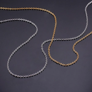 Polished stainless steel cross O-chain necklaces in gold and silver finishes