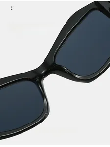 Detail of comfortable nose pads on black irregular sunglasses for long-wearing comfort