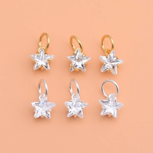 925 Sterling Silver Mini Star Pendant Inlaid Zirconia Five Pointed Star DIY Jewelry Accessories For Necklace Bracelet Women