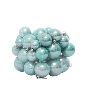 37-piece set of mint green pearlescent Christmas tree ornaments with silver hooks