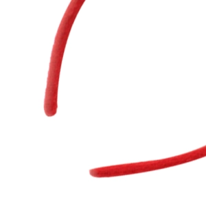 Close-up of red Christmas reindeer headband tips featuring soft fabric texture and stitching