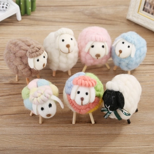 Handmade Wool Felt Sheep Ornament Cute Lamb Figurine With Wood Legs For Christmas Tree Desktop Home Decor Nordic Style